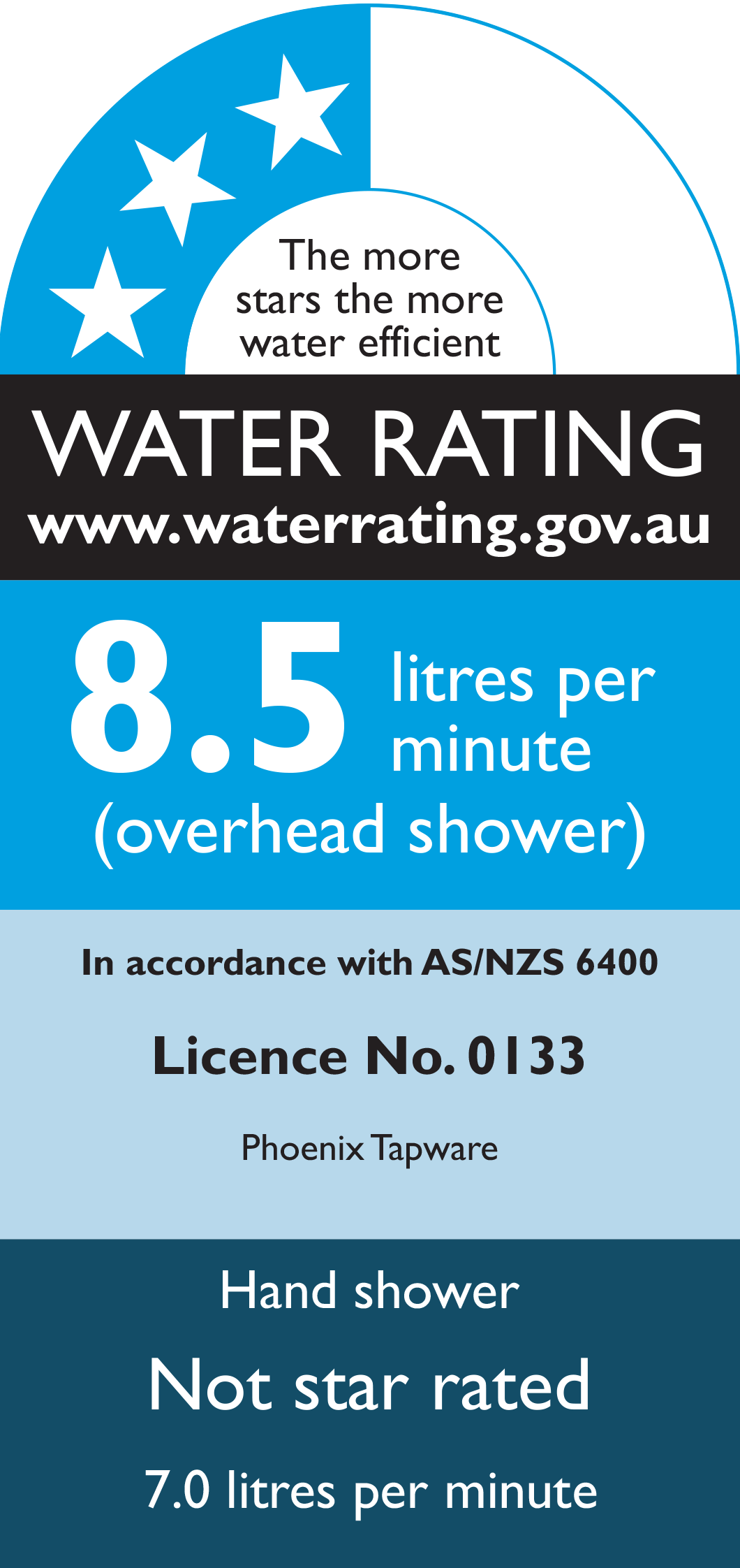 3 star - 8.5lt/min - OH / Not star rated - 7lt/min - HH