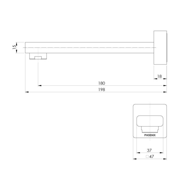 Radii Wall Basin Outlet 200mm
