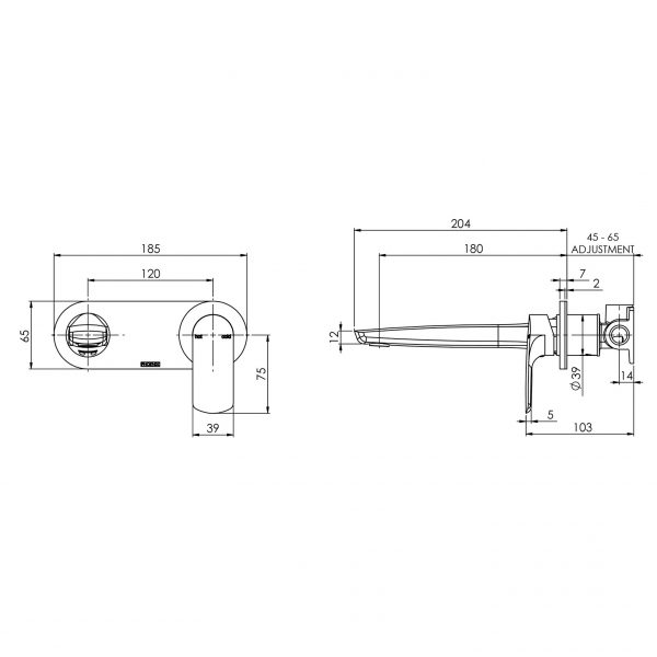 Subi Wall Basin / Bath Mixer Set 180mm