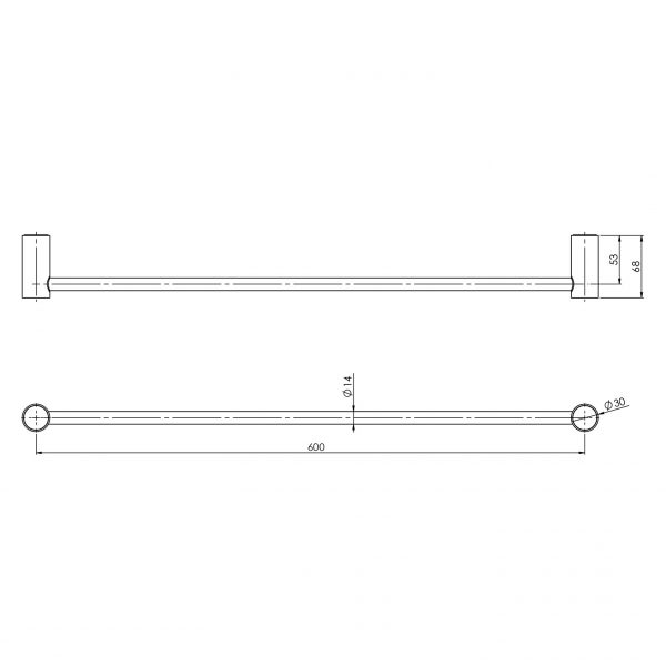 Vivid Slimline Single Towel Rail 600mm