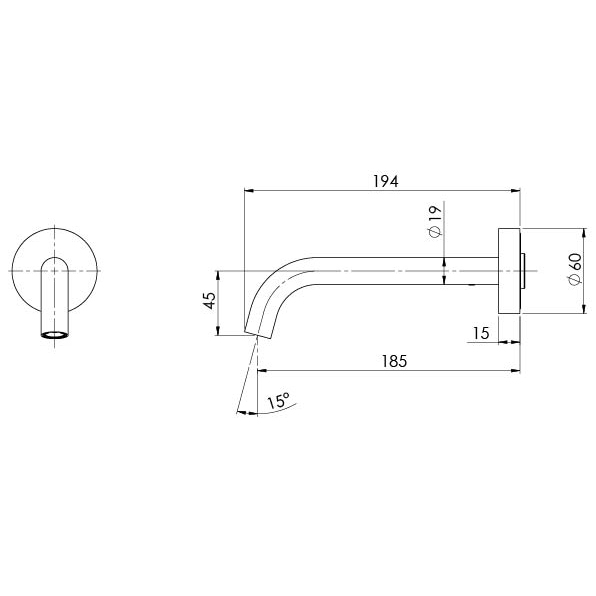 Vivid Slimline Plus Wall Basin / Bath Outlet 180mm