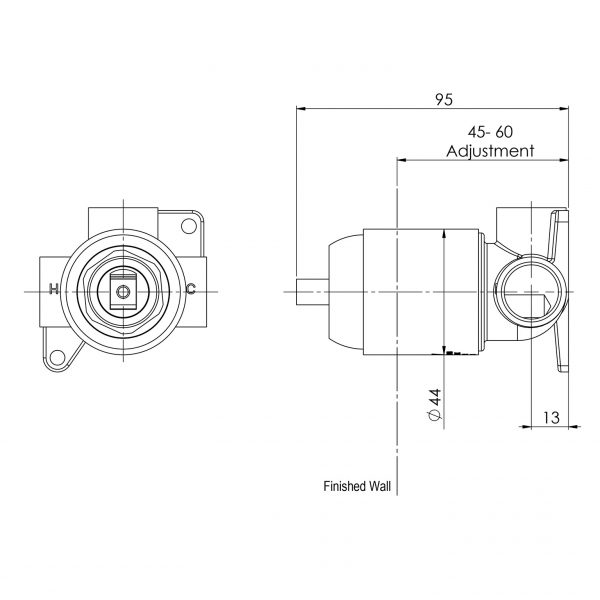 Builders Shower / Wall Mixer Body Only - Lead Free