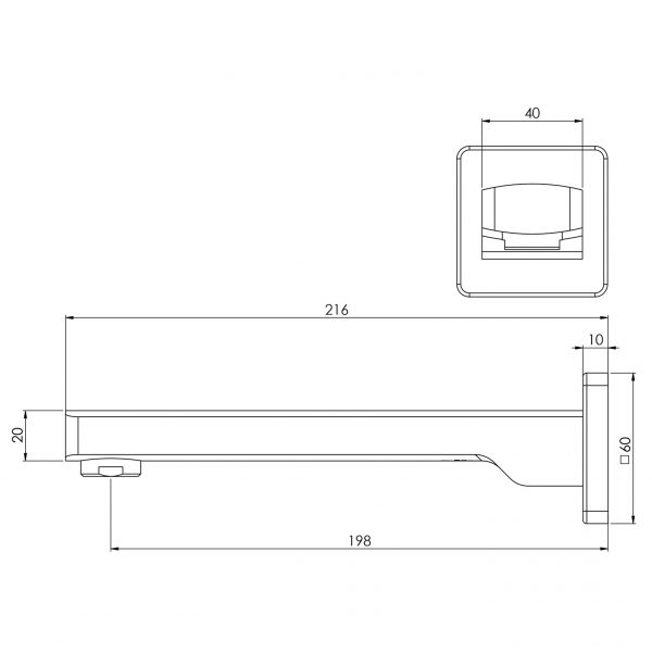 Teva Wall Bath Outlet 200mm