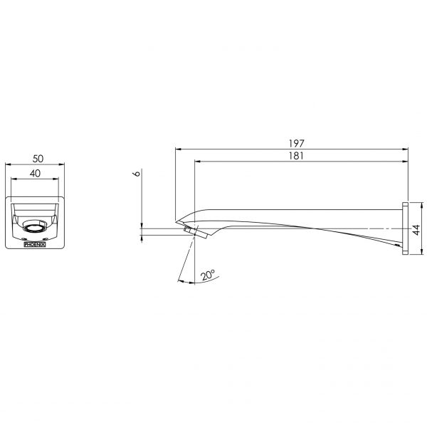 Argo Wall Bath Outlet 180mm