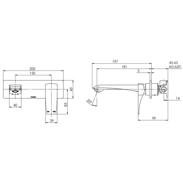 Argo Wall Bath Mixer Set 180mm