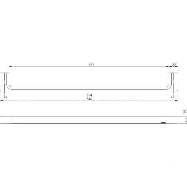 Gloss Single Towel Rail 600mm