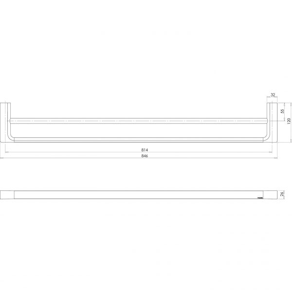 Gloss Double Towel Rail 800mm