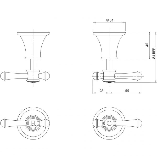 Nostalgia Lever Wall Top Assemblies - Lead Free