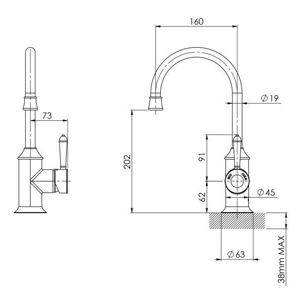 Nostalgia Sink Mixer 160mm Gooseneck