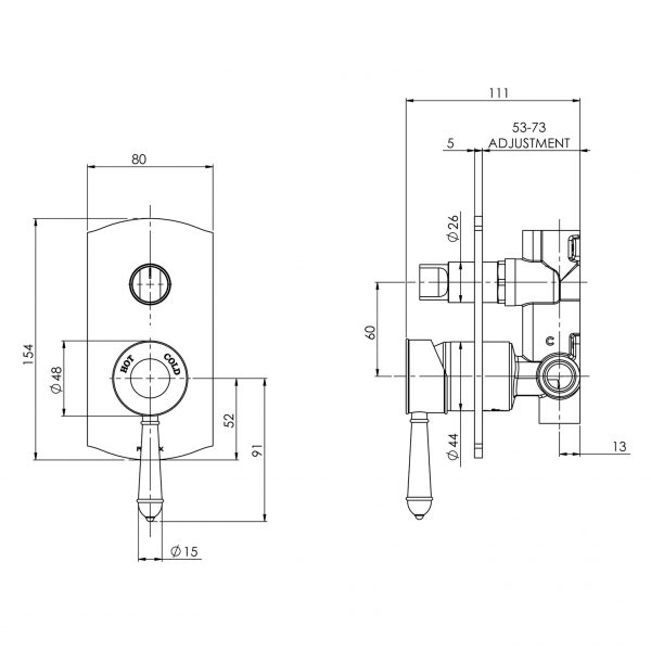 Nostalgia Shower / Bath Diverter Mixer
