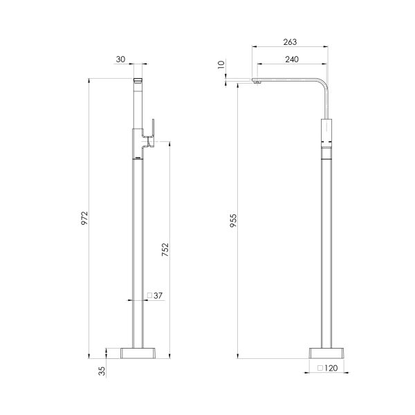 Radii Floor Mounted Bath Mixer