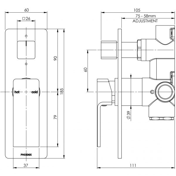 Radii Shower / Bath Diverter Mixer