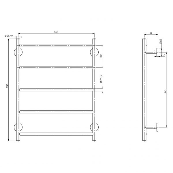 Radii Towel Ladder 550 x 740mm Round Plate