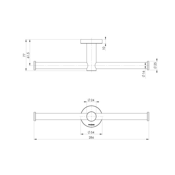 Radii Double Toilet Roll Holder Round Plate