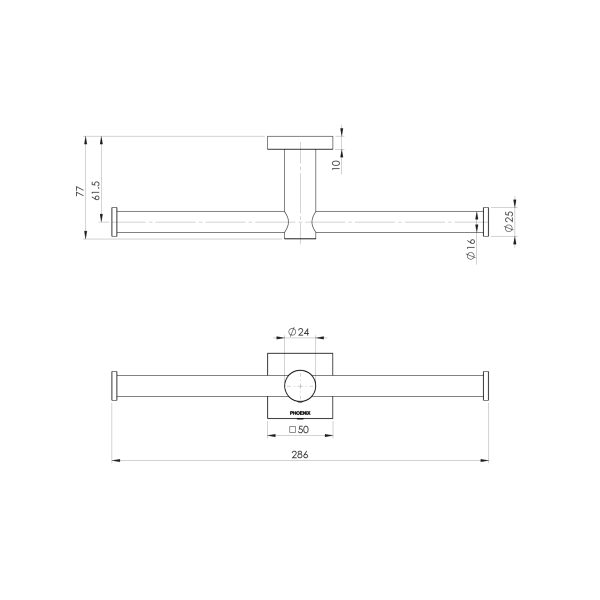 Radii Double Toilet Roll Holder Square Plate