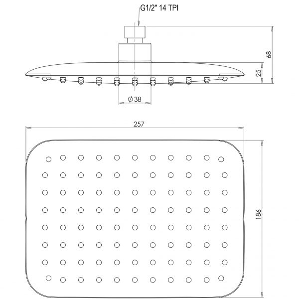 Rush Shower Rose 200 x 250mm