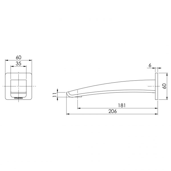 Rush Wall Basin Outlet 180mm