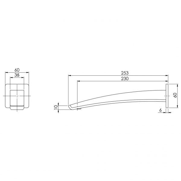 Rush Wall Basin Outlet 230mm