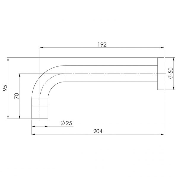 Vivid Wall Bath Outlet 200mm Curved