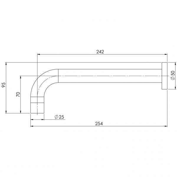 Vivid Wall Basin Outlet 250mm Curved