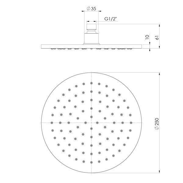 Vivid Shower Rose 250mm Round