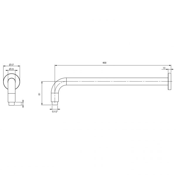 Vivid Shower Arm 400mm Round