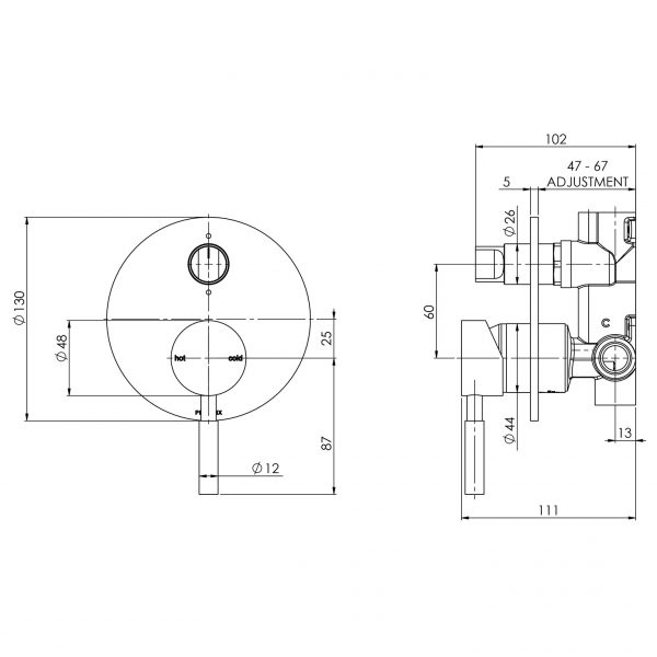 Vivid Shower / Bath Diverter Mixer