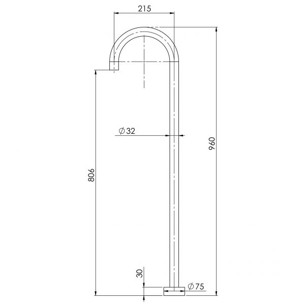 Vivid Floor Mounted Bath Outlet 940mm