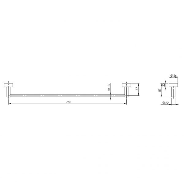 Vivid Single Towel Rail 760mm