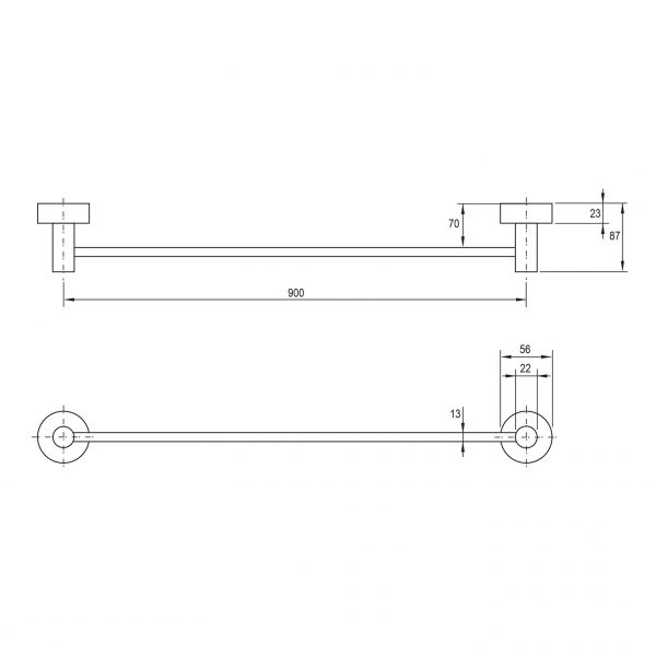 Vivid Single Towel Rail 900mm