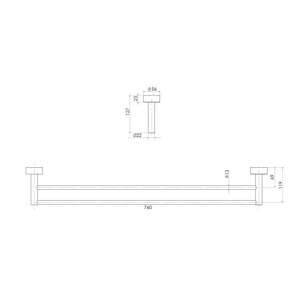 Vivid Double Towel Rail 760mm