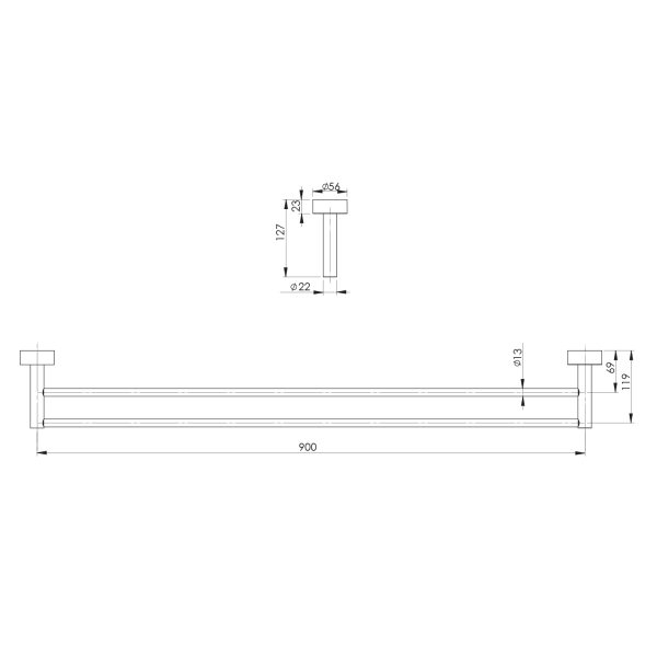 Vivid Double Towel Rail 900mm