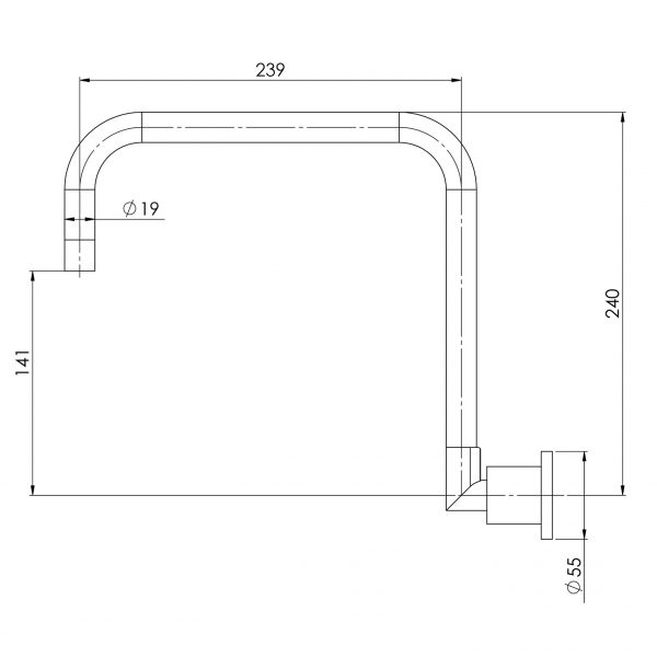 Vivid Pin Lever Wall Sink Outlet 240mm Squareline