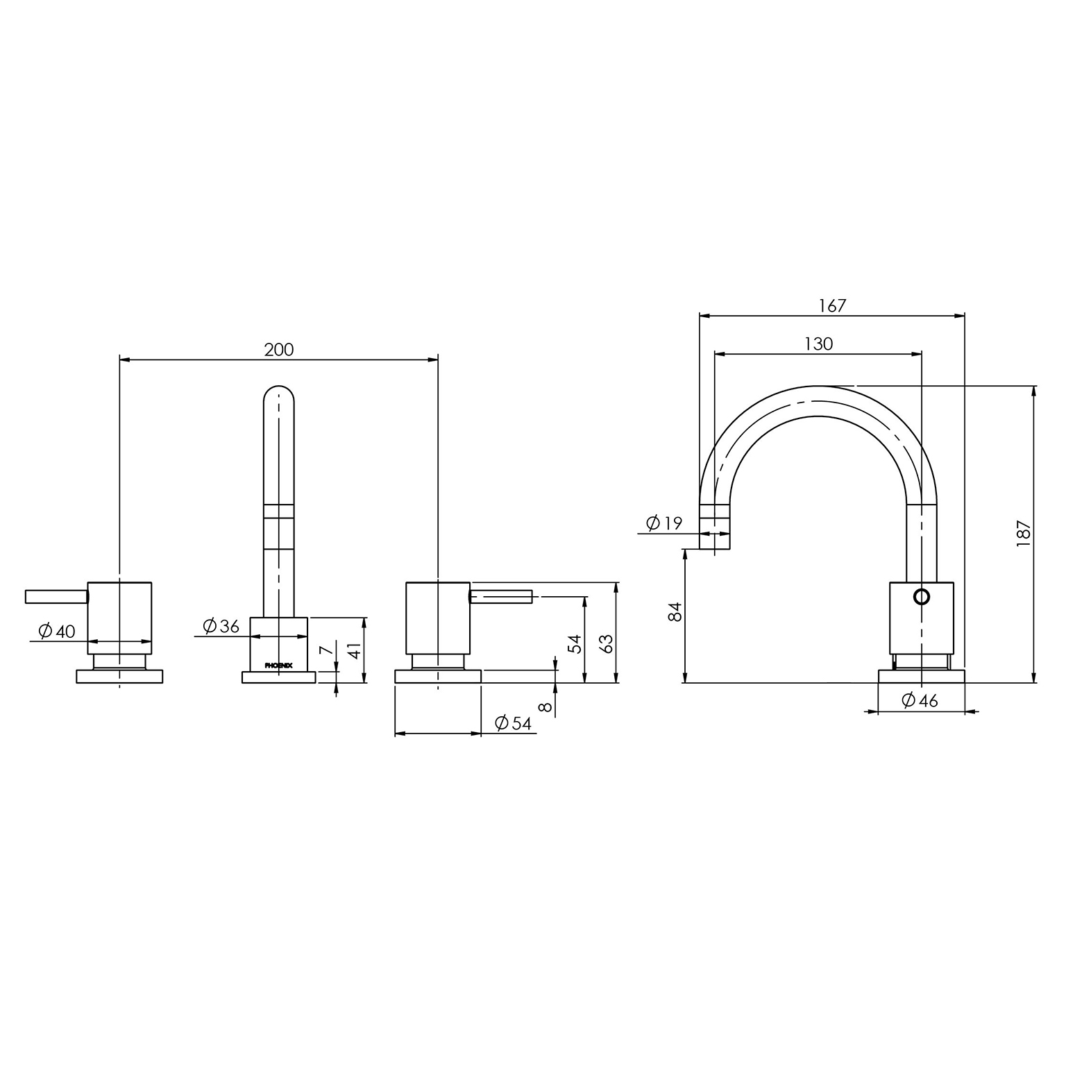Vivid Pin Lever Basin Set Swivel Gooseneck Outlet - Lead Free