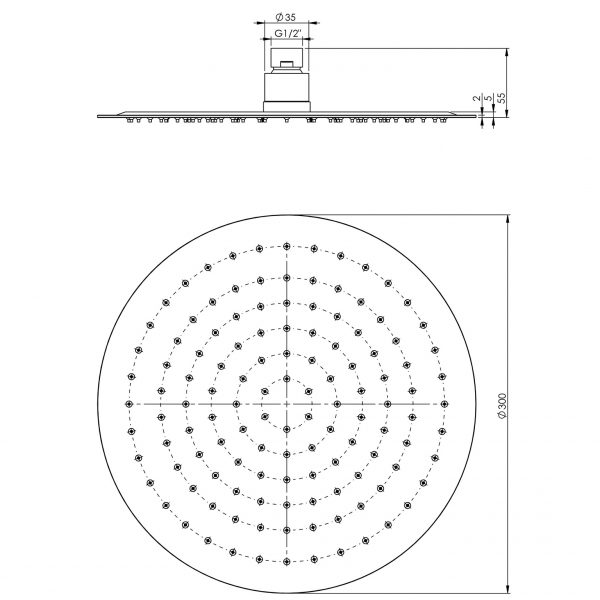 Vivid Slimline Shower Rose 300mm Round