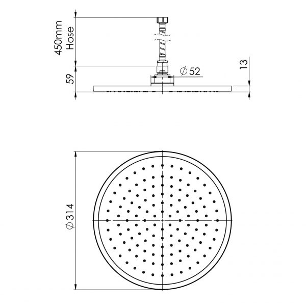 Vivid Slimline Flush Mount Ceiling Shower 300mm Round
