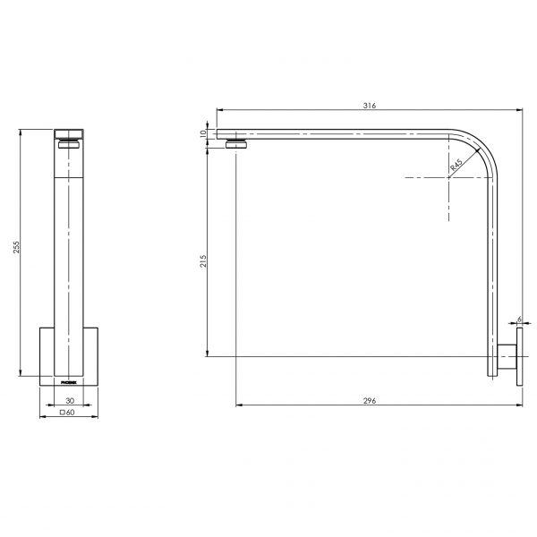 Vivid Slimline High-Rise Shower Arm Square Plate