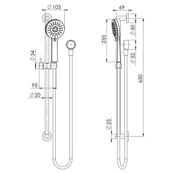 Vivid Slimline Rail Shower