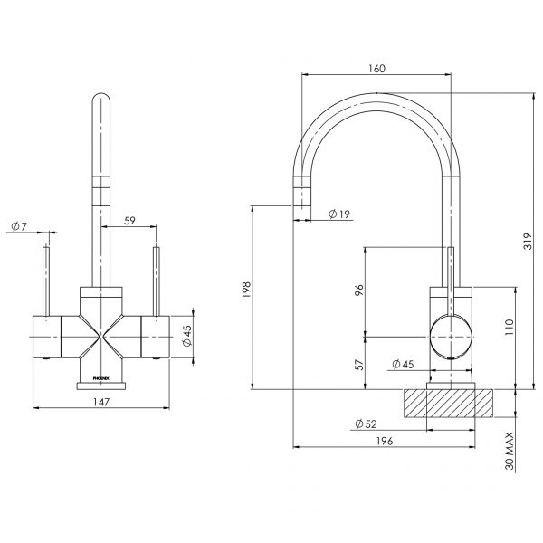 Vivid Slimline Twin Handle Sink Mixer 160mm Gooseneck