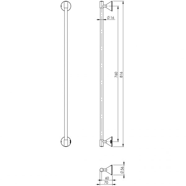 Ivy Single Towel Rail 760mm