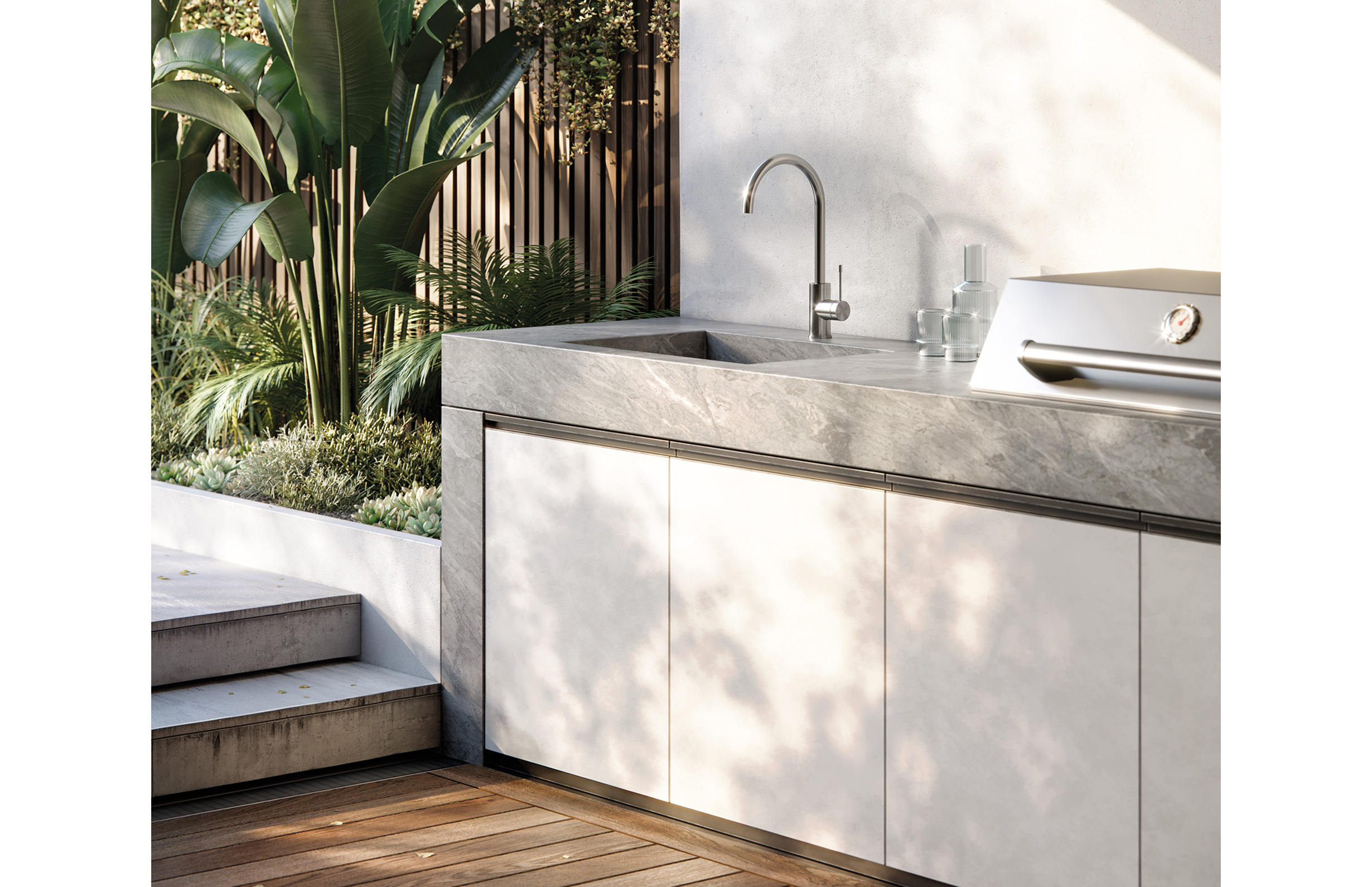 Vivid Slimline SS 316 Sink Mixer 200mm Gooseneck - Lead Free