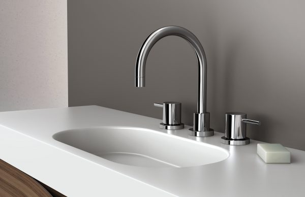 Vivid Pin Lever Basin Set Swivel Gooseneck Outlet - Lead Free
