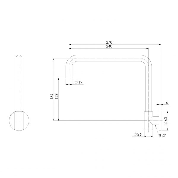 Vivid Slimline Plus Wall Sink Outlet 240mm Squareline