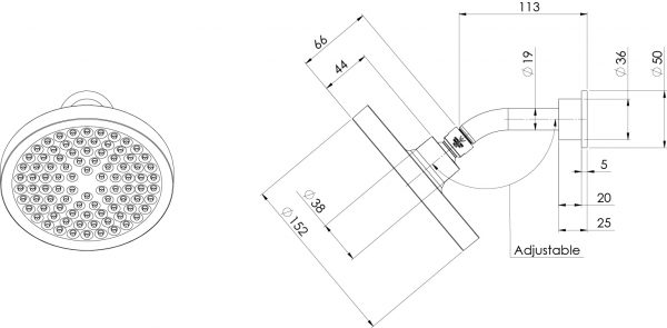 Pina Shower Arm & 150mm Round Rose