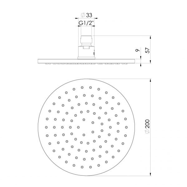Vivid Shower Rose 200mm Round