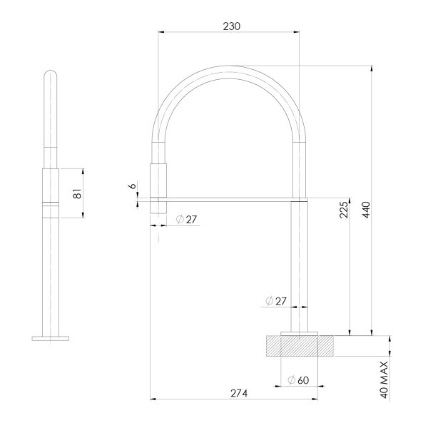 Axia Hob Sink Outlet Flexible 230mm