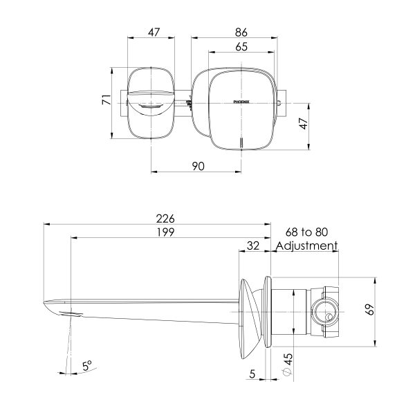 Nuage Wall Basin / Bath Mixer Set 200mm