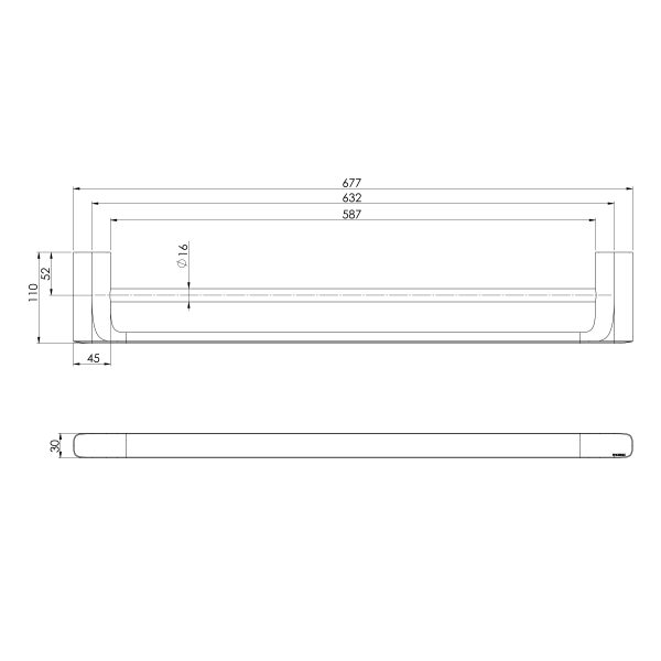 Nuage Double Towel Rail 600mm