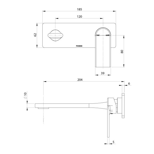 Teel SwitchMix Wall Basin / Bath Mixer Set 200mm (Fit-Off Kit Only) - Lead Free