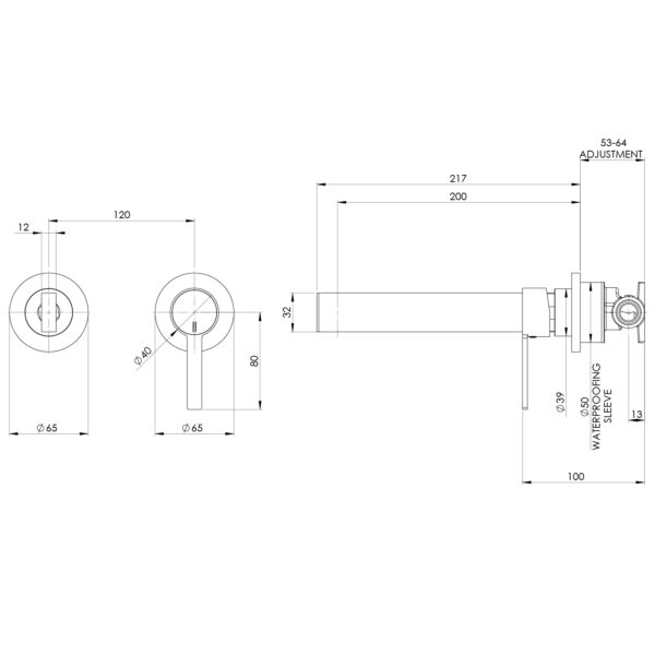 Lexi MKII SwitchMix Wall Basin Mixer Set 200mm (Fit-Off Kit Only)